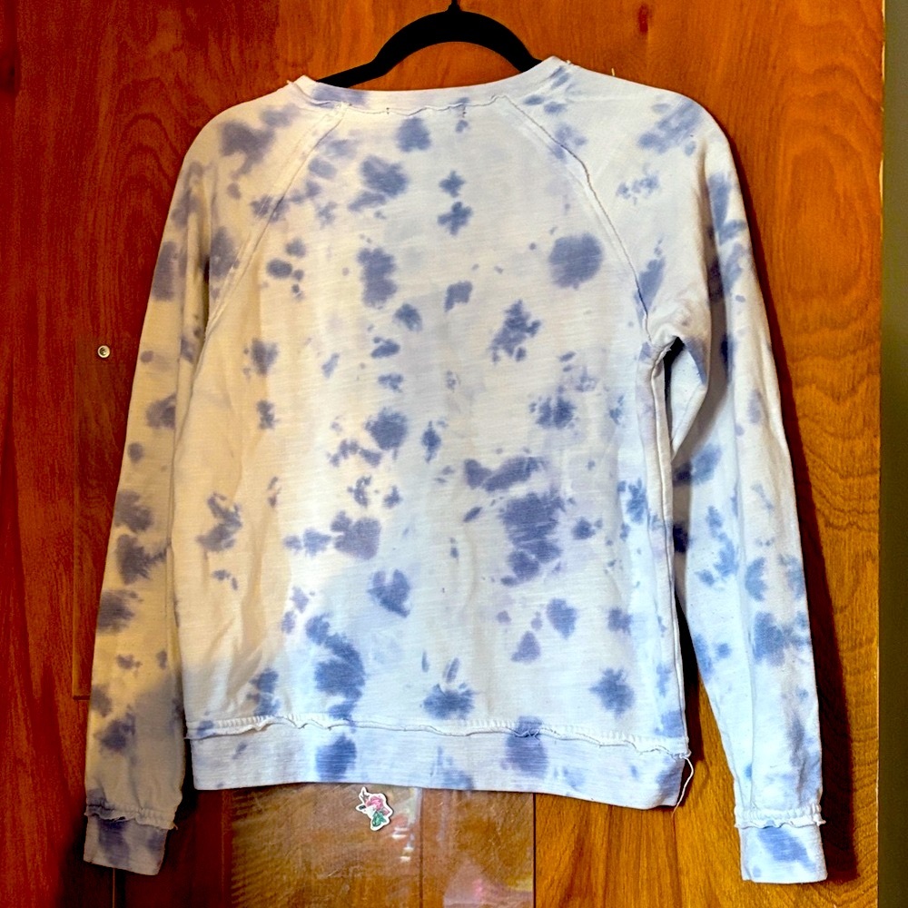Basics Blue and White Tie-Dye Women's Sweatshirt - Picture 6 of 6